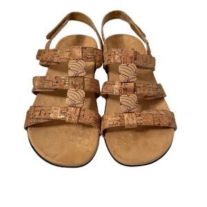 Vionic Amber Adjustable Natural Cork With Gold Flecks Sandals Size 7 W